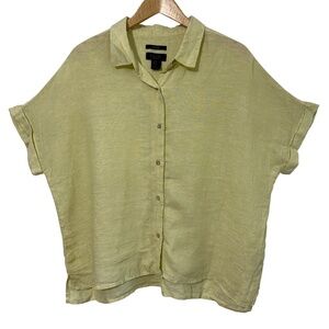 Rachel Roy Womens Linen Shirt Size XL Button Down Business Casual Office Fall